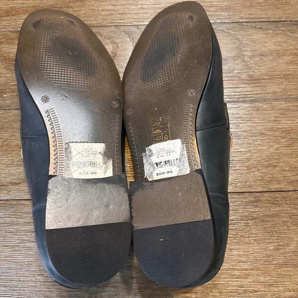 Saks‎ Fifth Avenue Firenze Leather Loafers Dress Shoes Gold Accent Navy 13M - Picture 10 of 11